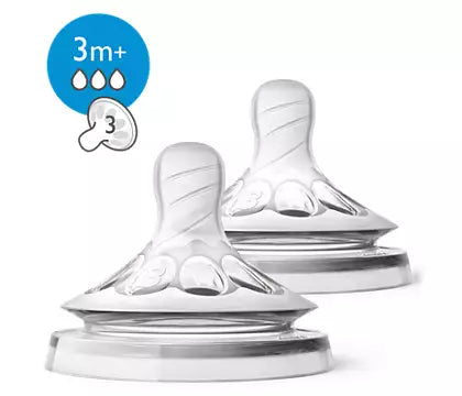 Philips Avent Teat Silic Natural 3 holes 3M+ x2